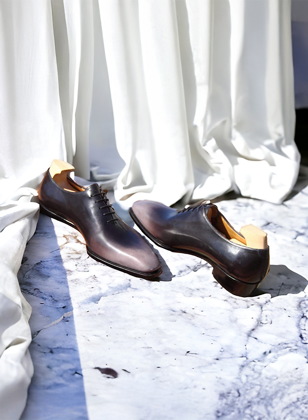 灰紫色Wholecut Oxford，高級手工皮鞋