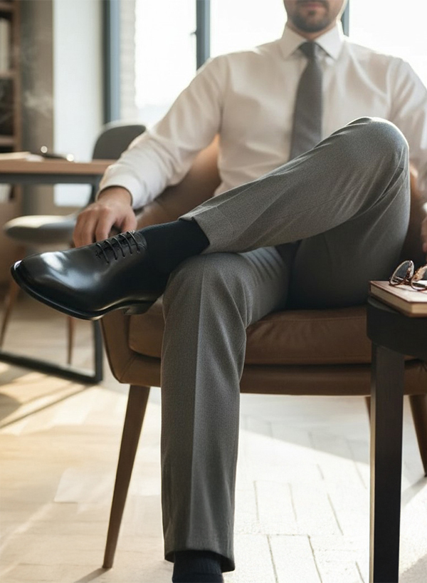 黑色牛津鞋商務穿搭，男士辦公風格