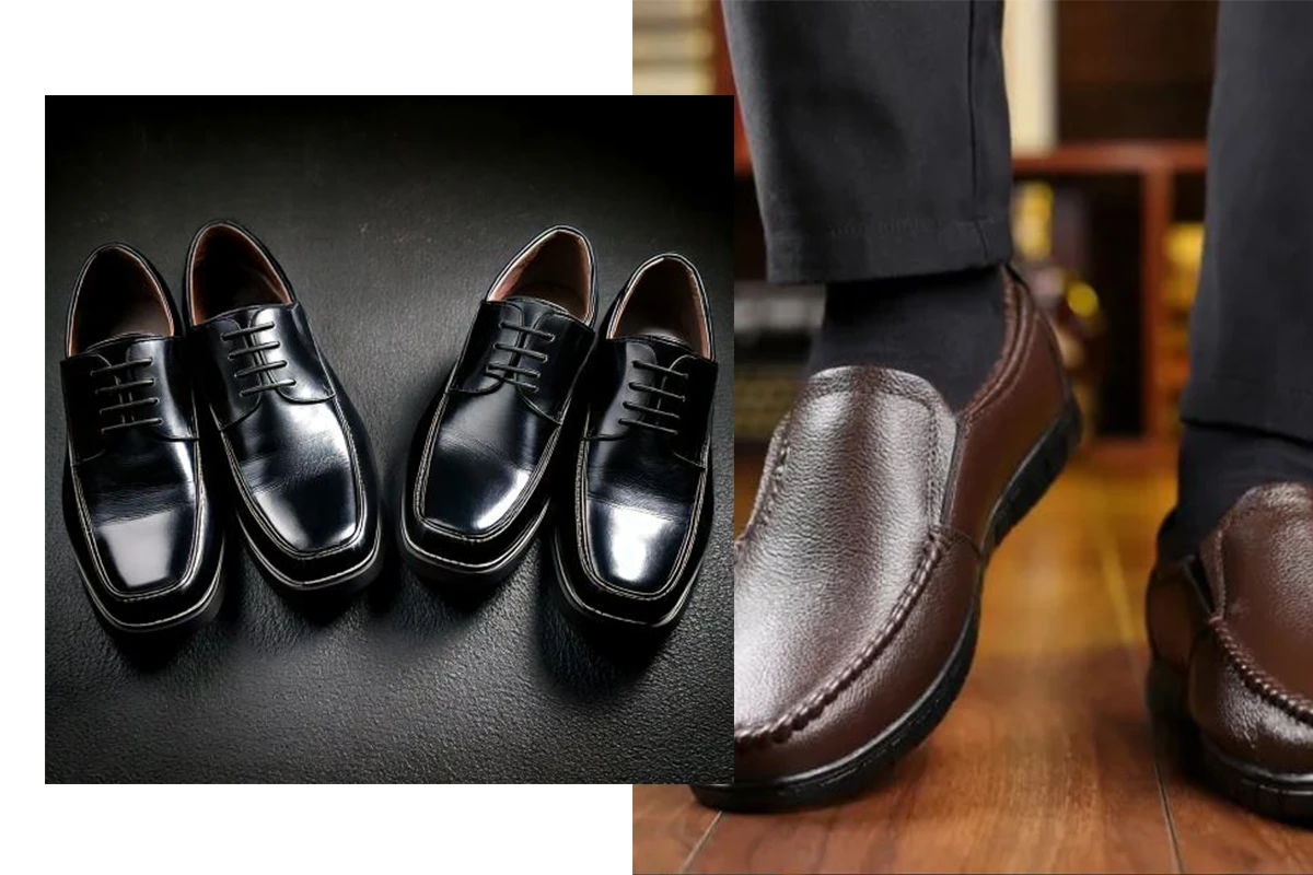 黑色與咖啡色男士皮鞋