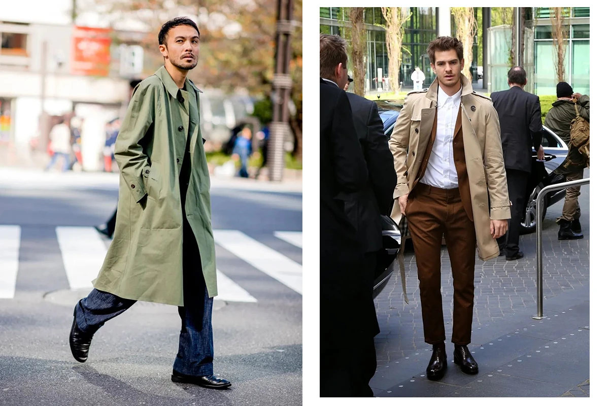 皮鞋+風衣時尚穿搭