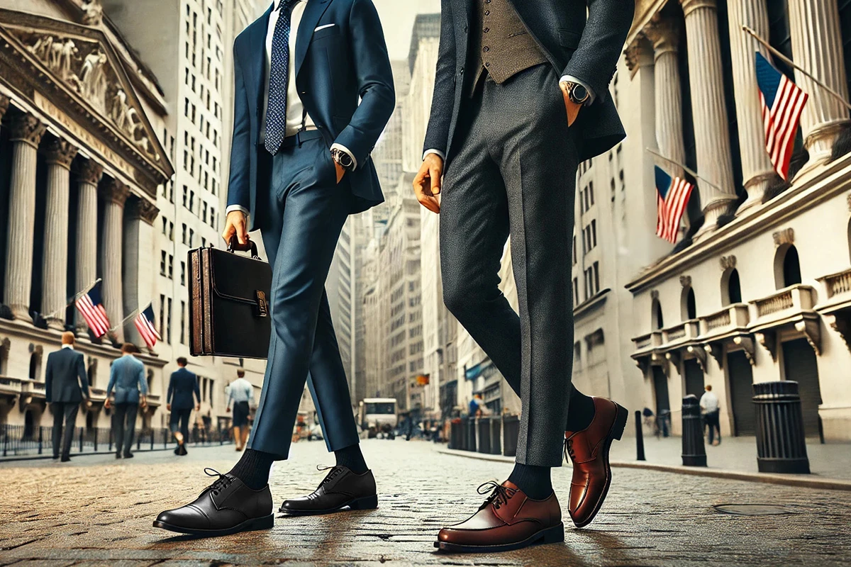 華爾街穿著皮鞋的上班族