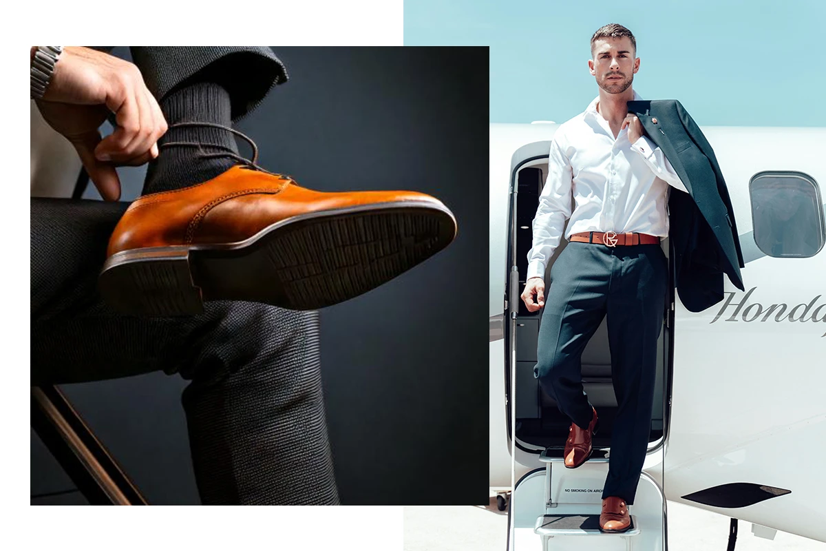 穿著皮鞋的男士