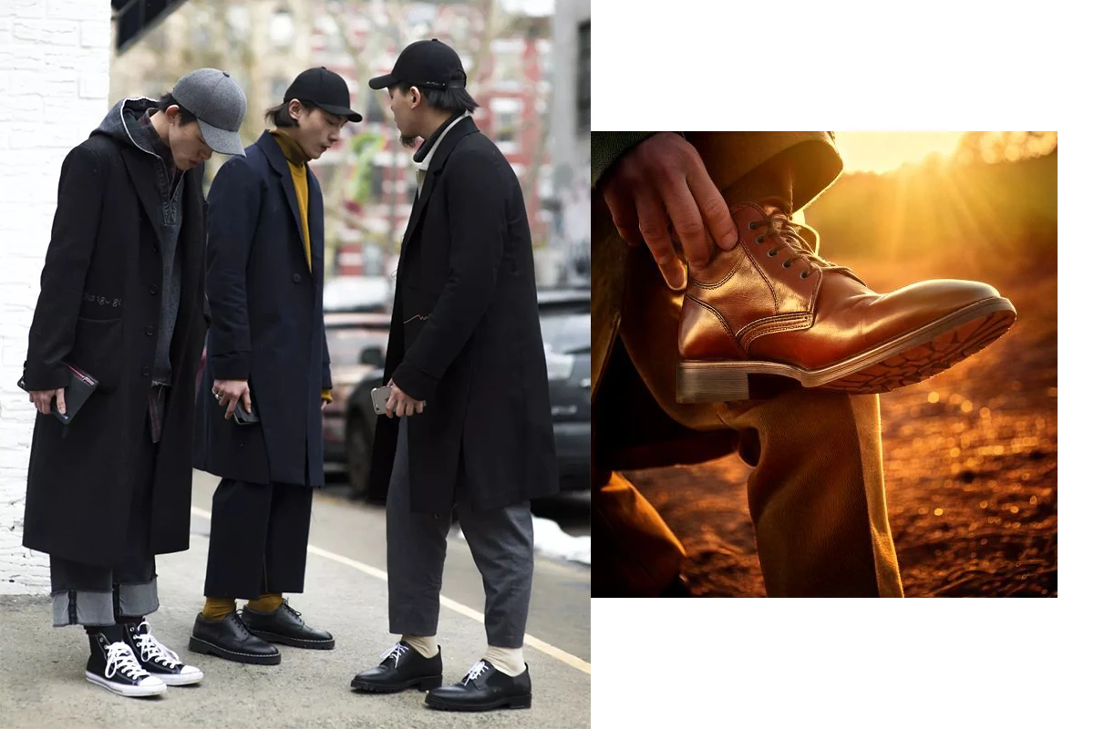 穿著運動鞋與皮鞋的男士