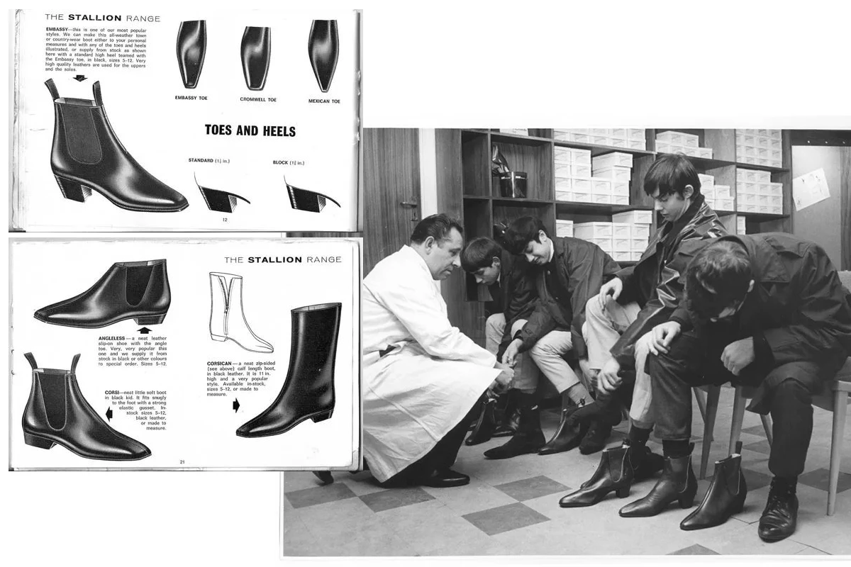 披頭四樂團與各式切爾西靴圖稿