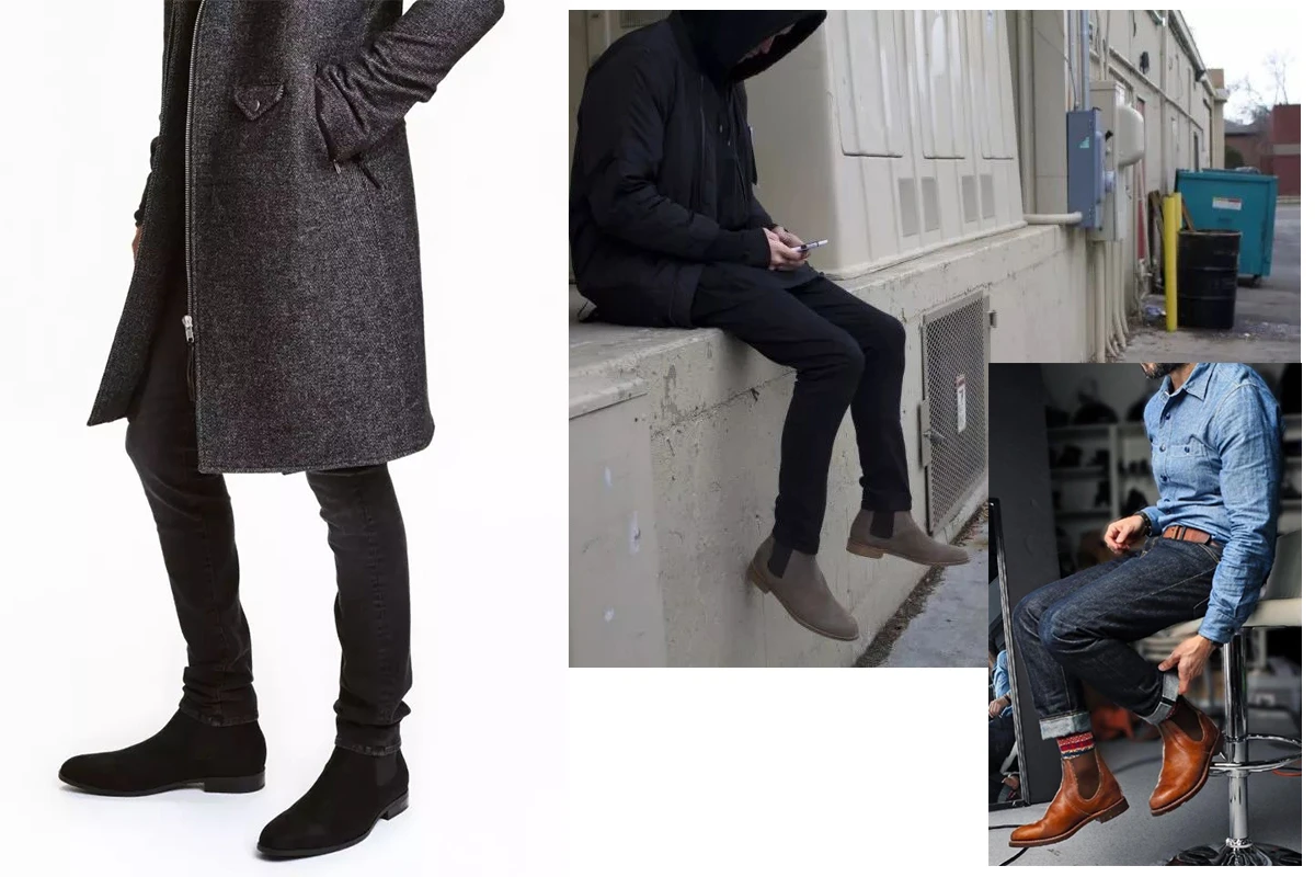 不同男士穿著切爾西靴
