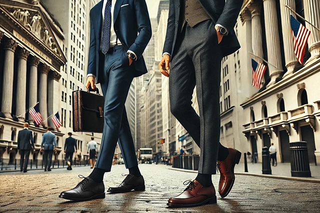 像華爾街上班族穿皮鞋